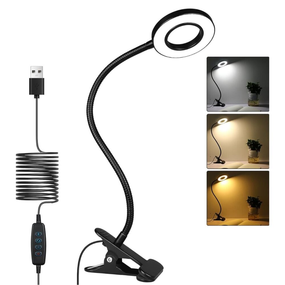 iVict Clip On LED Ring Light Desk Lamp